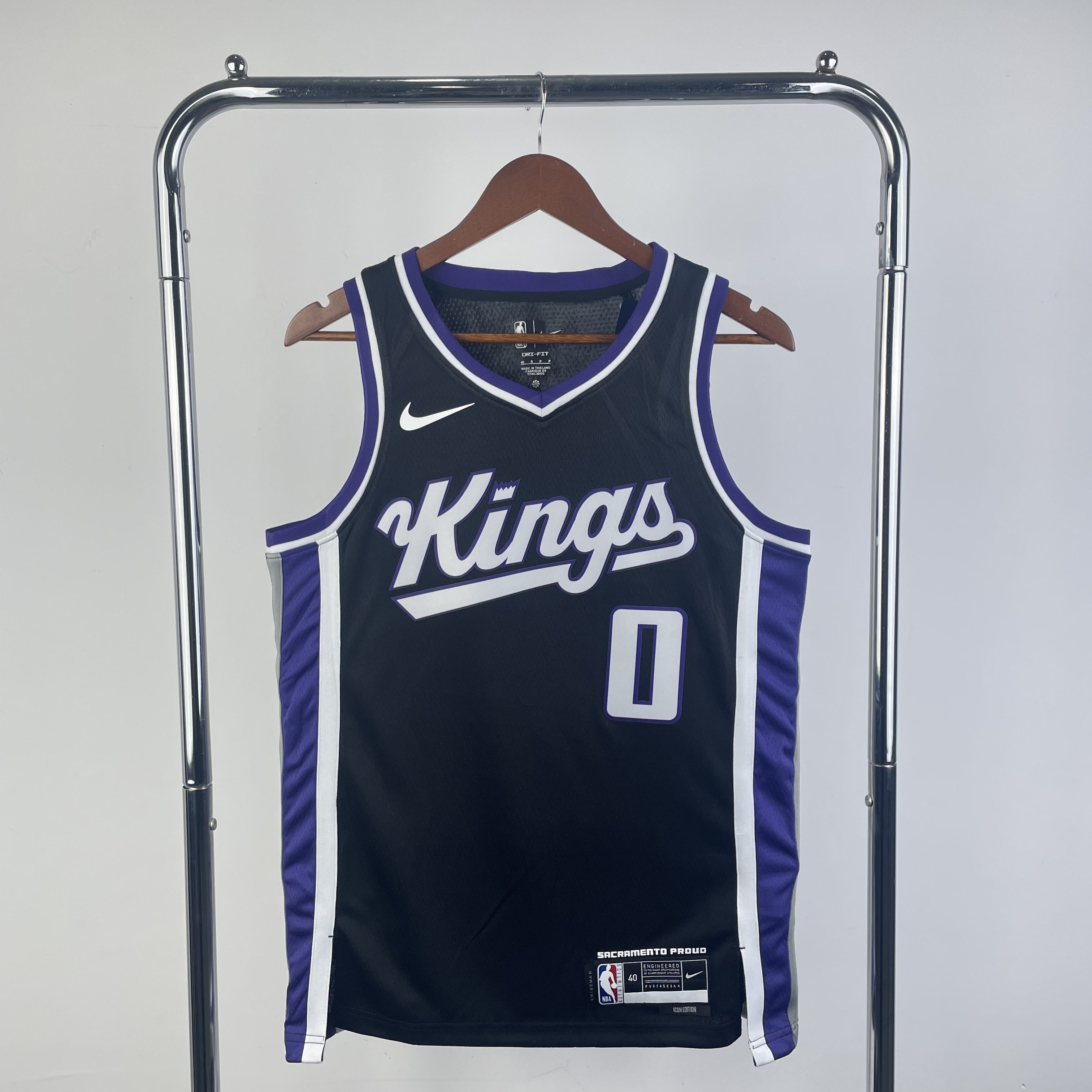 Men Sacramento Kings 0 Monk Black Season Jordon 2024 NBA Jersey